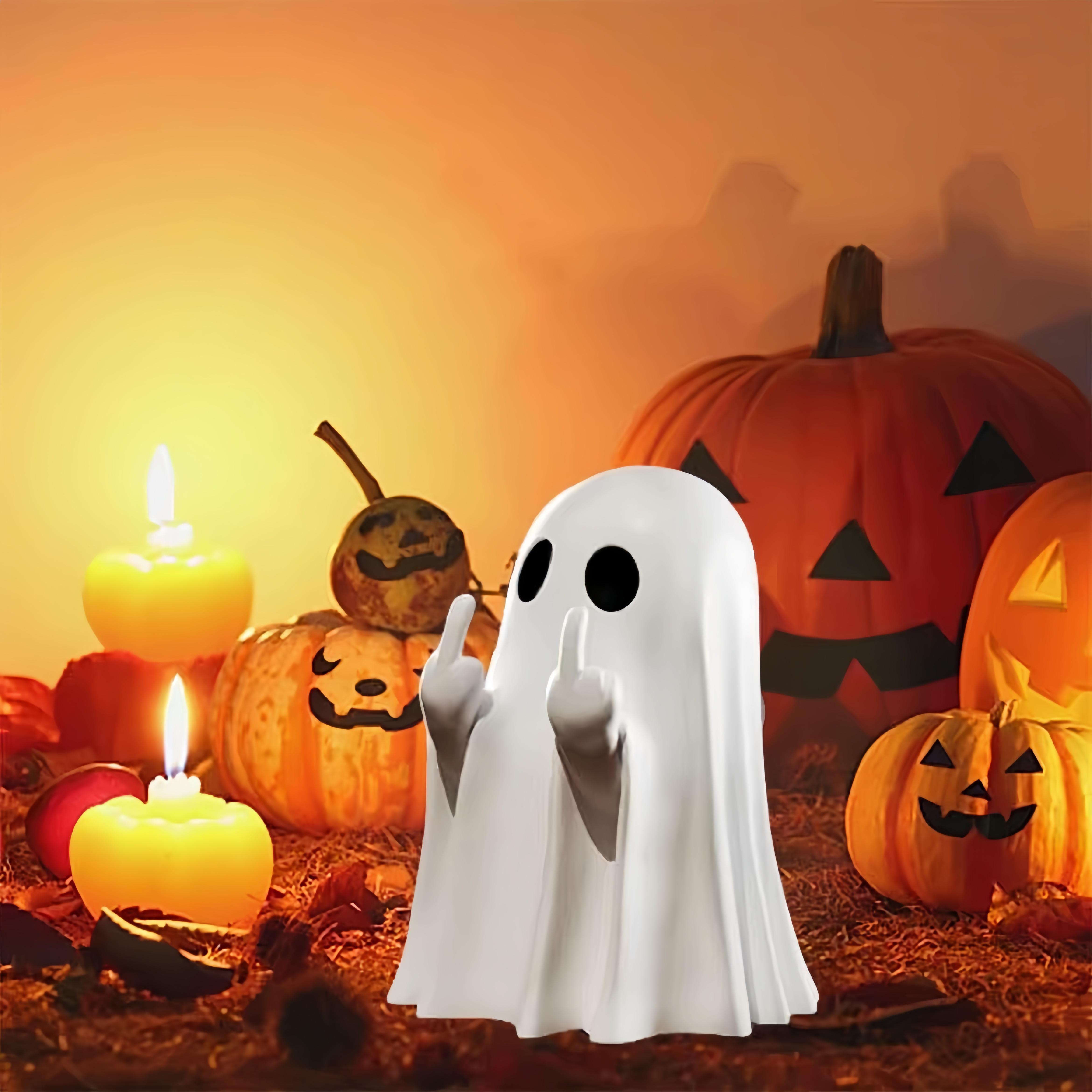 Ghost Design Ornament, Cute Ghost Decoration, Spooky Sculpture, Halloween Decoration for Indoor and Porch Decor-MM