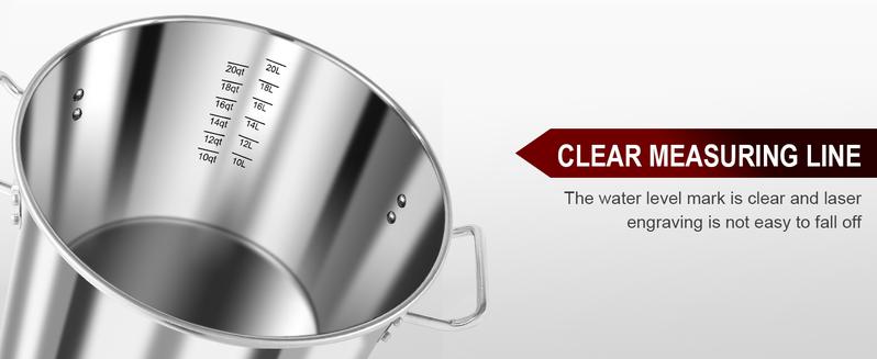 24 Quart Stainless Steel Stock Pot With Lid, 3-IN-1 Heavy Duty Tamale Steamer Pot with Visible Lid for Pasta, Soup,Large Pot for Cooking with Steam Rack,Dishwasher & Oven Safe Cookware Glass