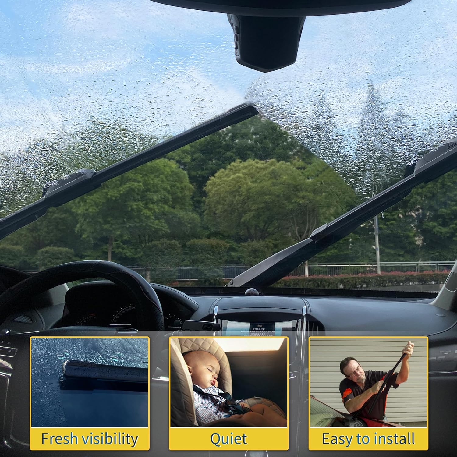 Quality Automotive Front Windshield Wiper Blades Universal J/U Hook 22inch - 2 Pack Replacement for My Car.