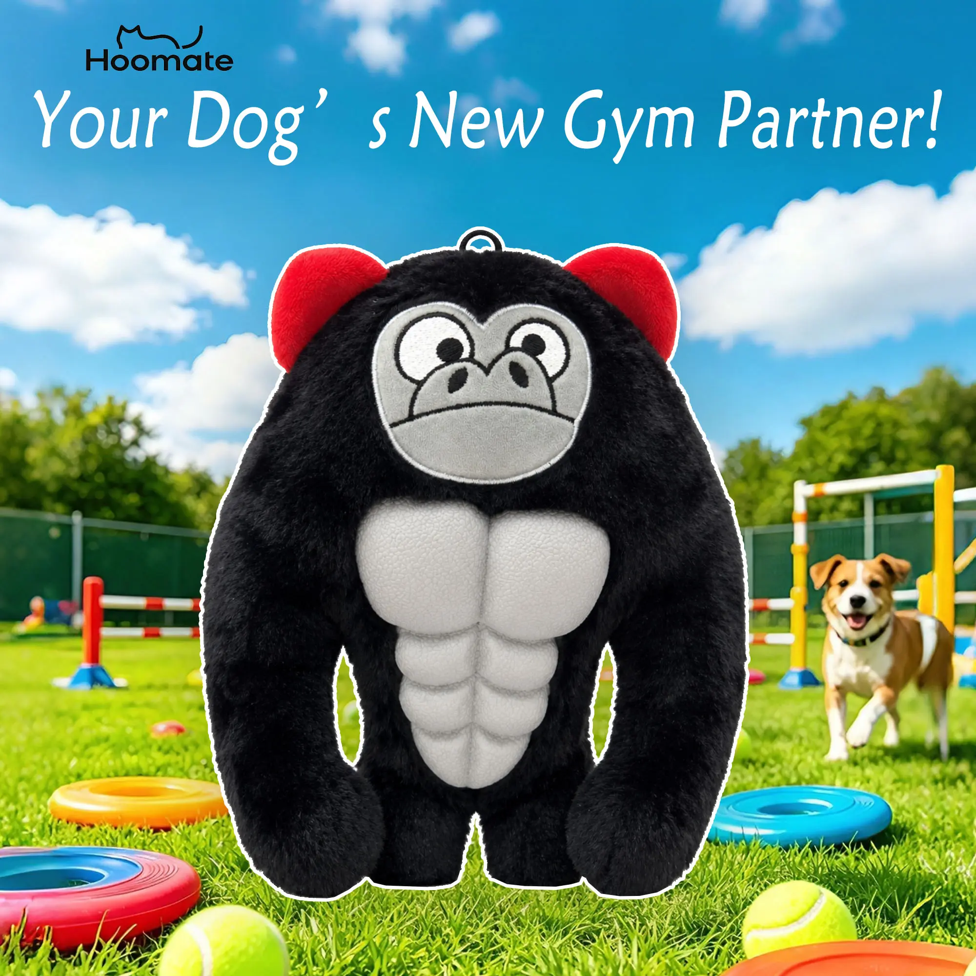 Muscle Monster Dog Toys Squeaky Plush for Medium Large Dogs, Funny Muscle Gorilla Bull Fox Dog Chew Toy Interactive Boredom Relief Gift