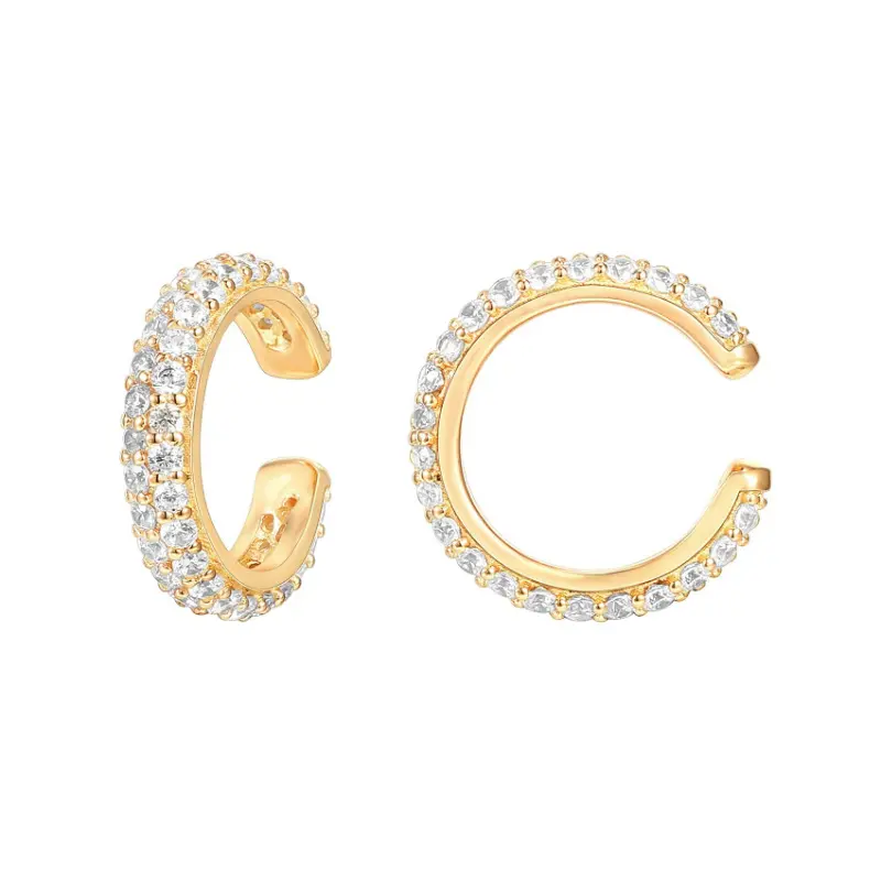Clip-On Cartilage Ear Cuff for Women, Sparkling Cubic Zirconia Round Huggie Hoop Earring, Non-Pierced Ear Jewelry Gift for Girls, Circle Shape Earrings, High Quality Earrings