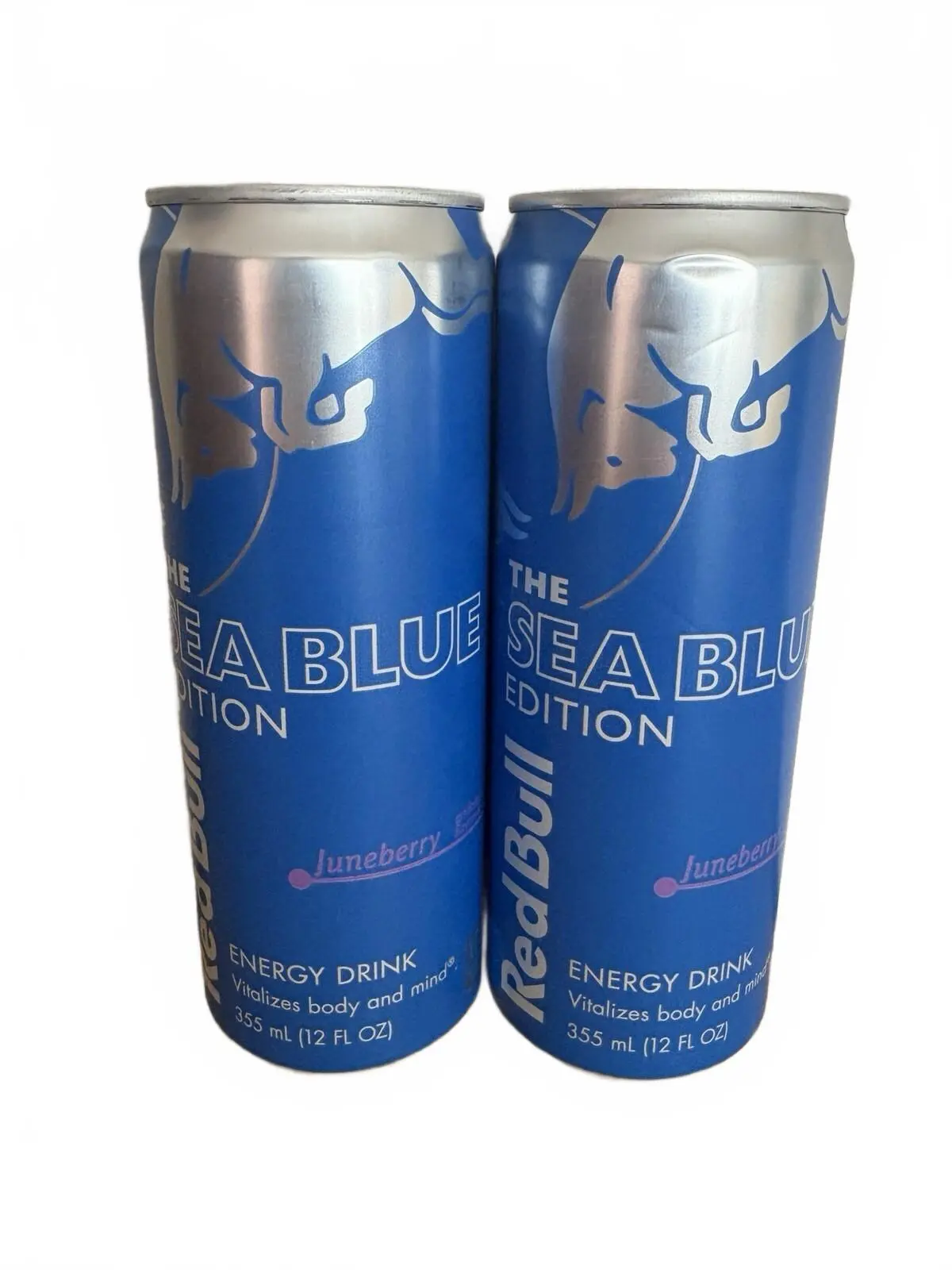 Red Bull Drinks, Lot of 2 Sea Blue Edition Juneberry Energy Drinks