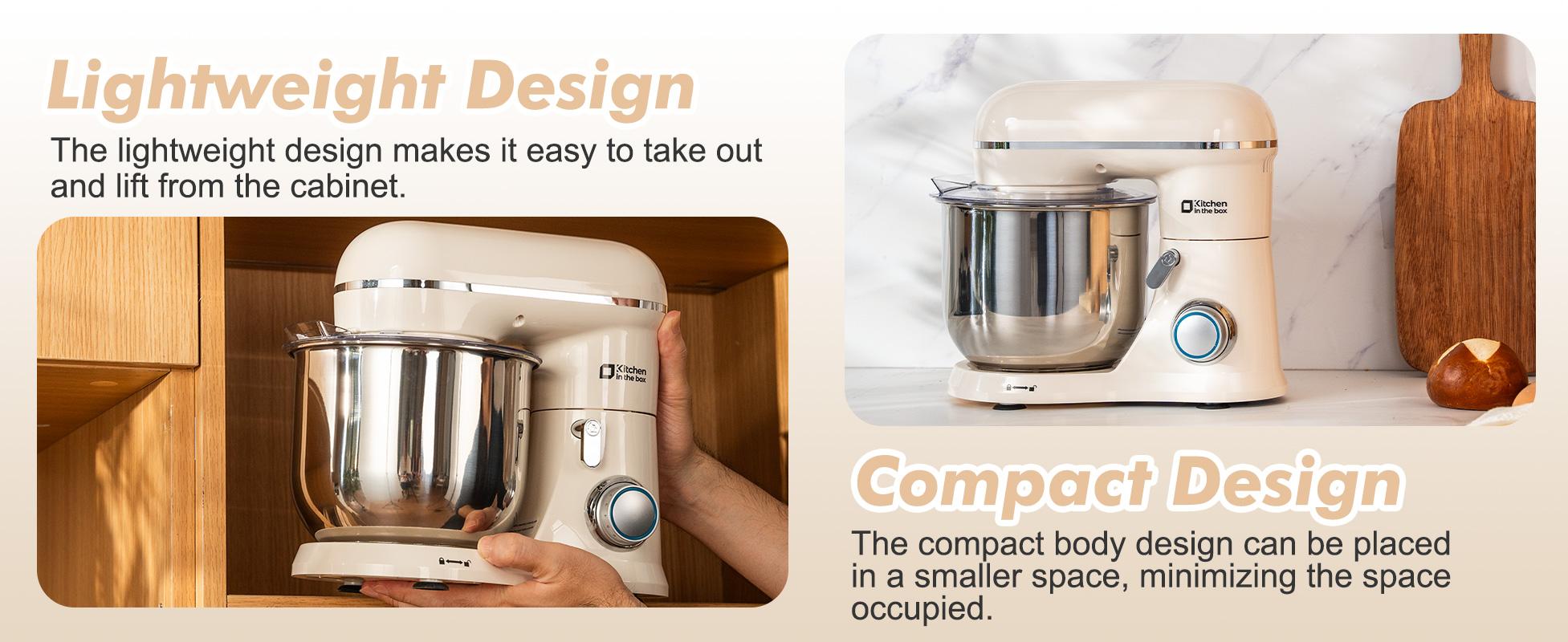 Kitchen in the Box Stand Mixer, 3.5QT Compact Kitchen Electric Mixer with Steal Mixing Bowls, 10-Speed Tilt-Head, Dough Hook, Flat Beater, Whisk – Lightweight, Small Stand Mixer for Baking, Cooking, Daily Use