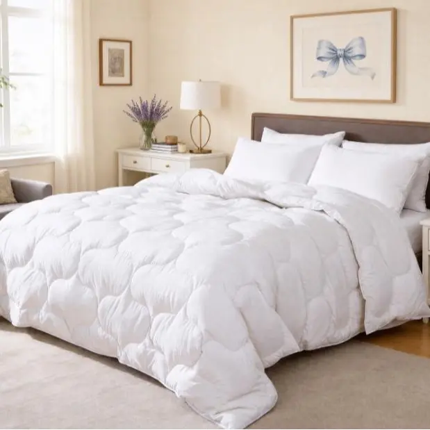Goose Down Feather Comforter - Bubble & Scale Pattern Bedding, All-Season Quilted Duvet Insert, Lightweight Fluffy Breathable Hypoallergenic Fill, Queen Size for Spring Fall, Warehouse Clearance Limited Stock Multiple Sizes, Flash Sale Home Items, Dorm Ro