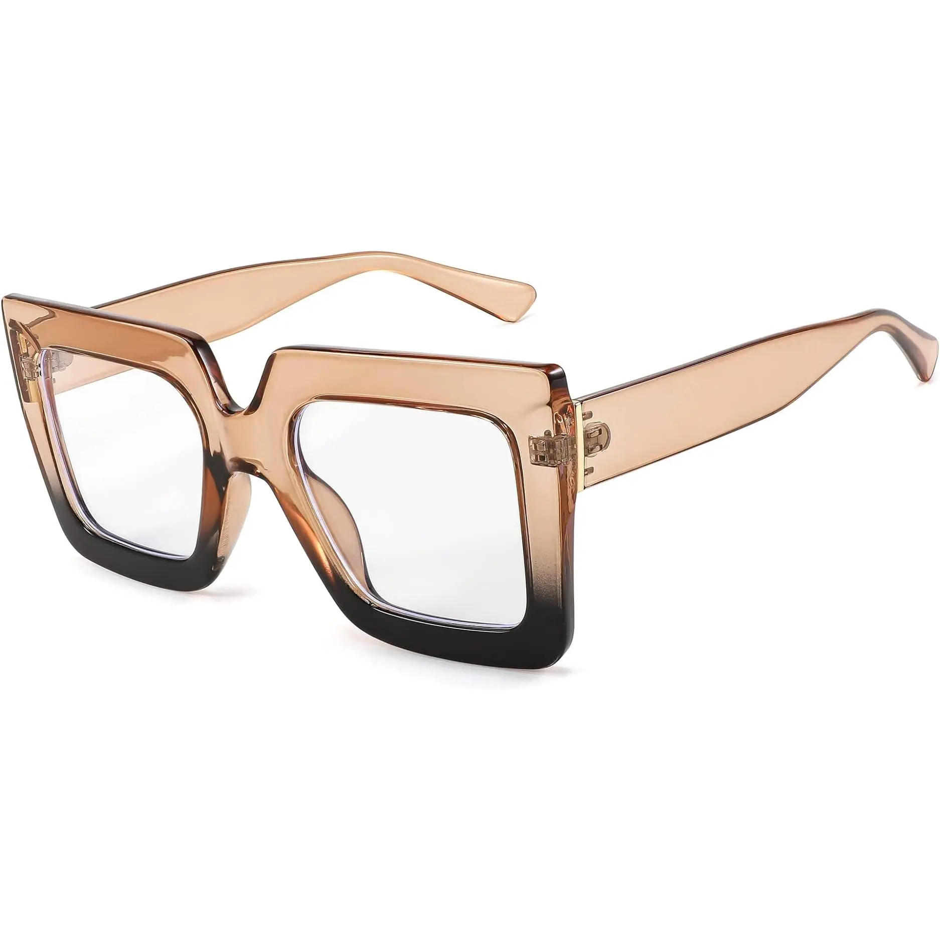 FEISEDY Women's Fashion Oversized Square Eyeglass Frames, Anti-Blue Lenses Non-Prescription Glasses, Blue Light Filtering Blocking Eyewear, Statement Frame Glasses B2381, Square Frame Eyeglasses