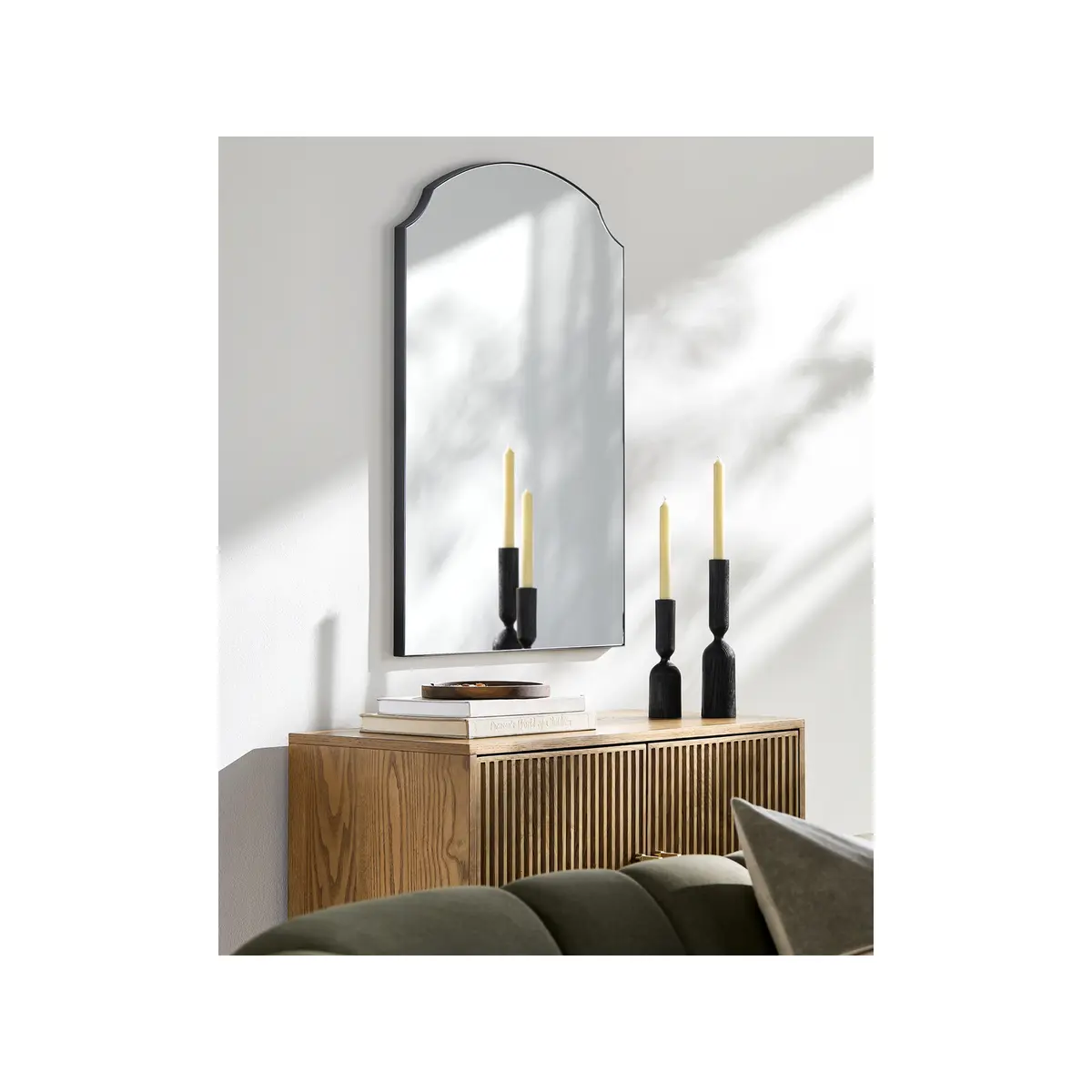 Livabliss Galey Alix Landon Antiqued Gold Wood-Frame Arched Metal Wall Mirror, Traditional Multi-Size 35"h x 24"w x 1"d Accent Mirror for Living Room Home Decor, Arched Mirror