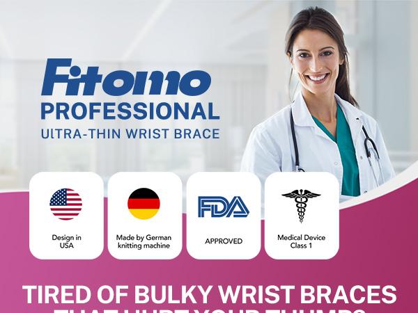 Fitomo Ultra-Thin Ergonomic Wrist Brace with Soft Thumb for Left Right Hand - Breathable Yoga Fabric & Compression Strap Wrist Guard for Women's Fitness - 0.5mm Seamless Wrist Support Companion for Typing, Handworking, Motorcycling, All-night Sleeping