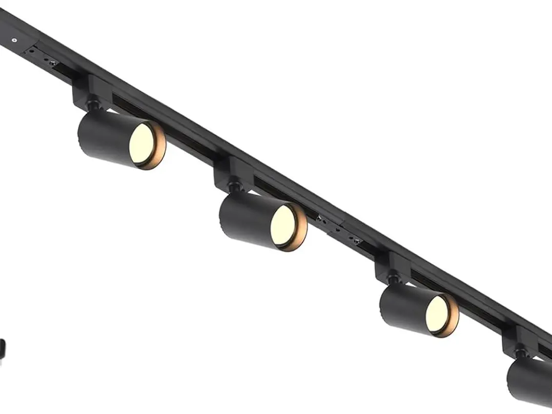 Plug in Track Lighting with Power Cord, 4-Light GU10 Track Lighting Kit with Track Rail, Modern Kitchen LED Track Lighting Fixtures Ceiling Wall Spot Light, 13FT Plug Cord, Black (No Bulbs)