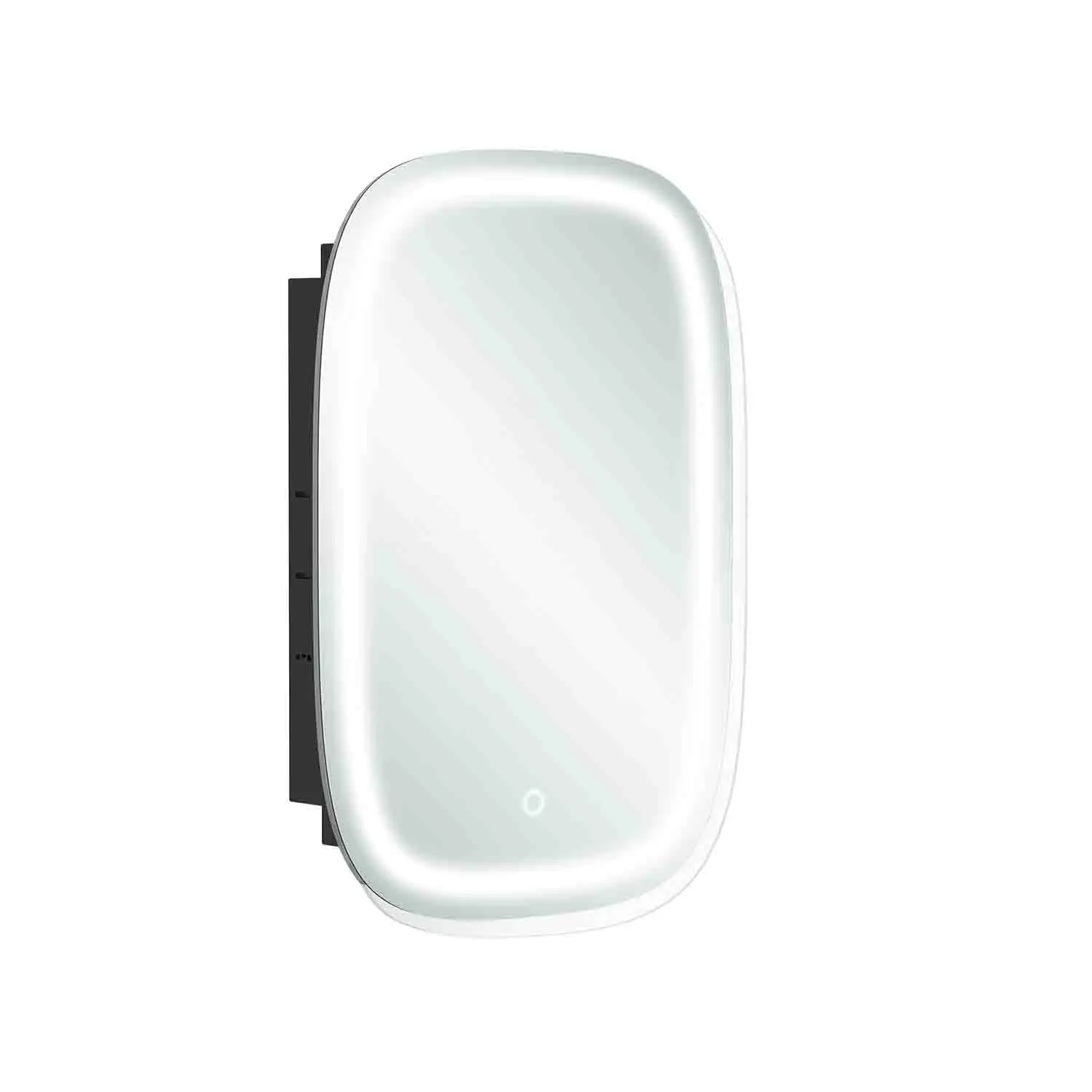 VASAGLE Wall-Mount Acrylic Lighted Mirror Cabinet - Rectangle Modern Home Decor, Bathroom Decor Organizer with LED Light, Adjustable Shelf, 2 USB-A Ports