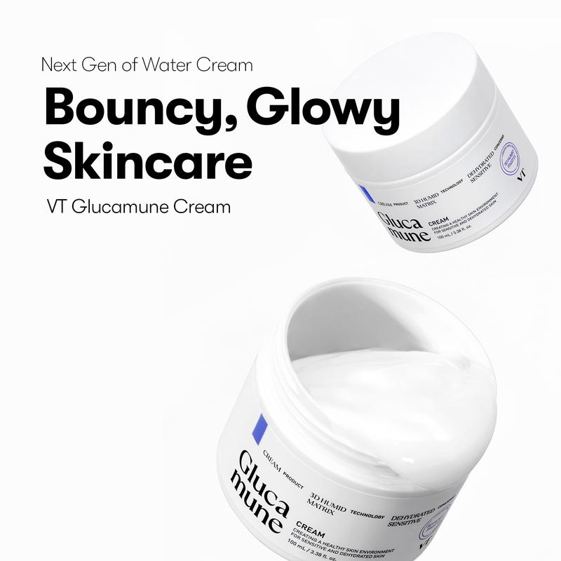 [VT Official] VT GLUCAMUNE CREAM, Moist & soothing essence with 57% Glucamune for dry and sensitive dehydrated skin pore perfection