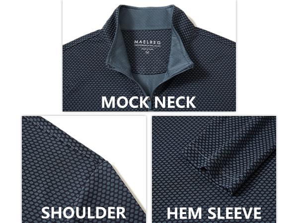 MAELREG Quarter Zip Pullover Men Jacquard Dry Fit Moisture Wicking Long Sleeve Golf Casual Stretch Sweatshirts For Men