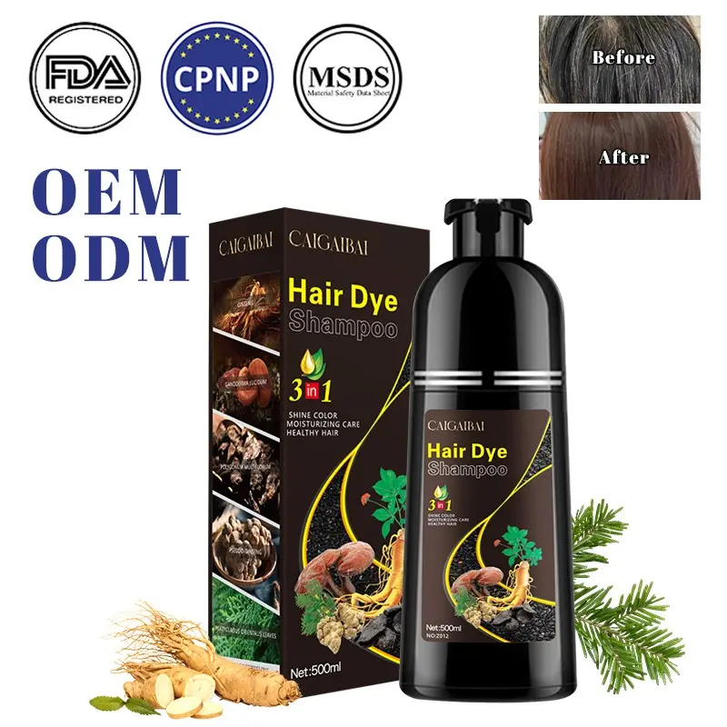 Three-In-One Permanent Hair Dye, Plant Extract, Natural Deep Dark Tone, Suitable for All Hair Types, Long-Lasting Vibrant Color, Multiple Colors Available