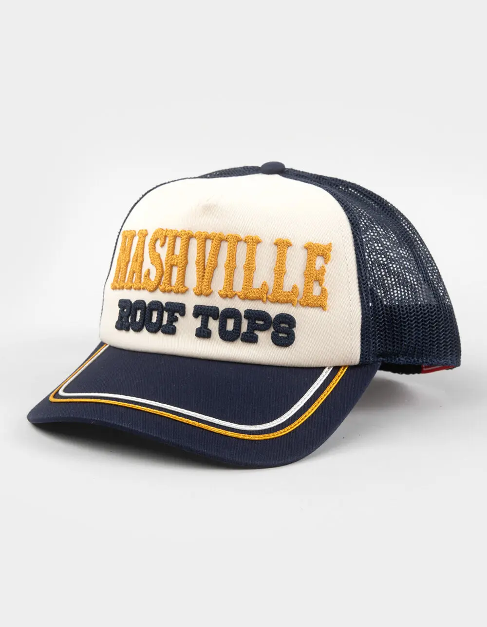 AMERICAN NEEDLE Nashville Rooftops Womens Trucker Hat, Navy Combo
