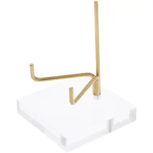 Plymor Clear Acrylic Base with Adjustable Brass Rods to Hold Rock, Fossil, and Mineral Specimen
