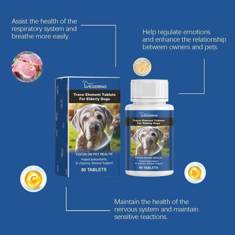 Senior  Elemental Minerals Tablets - Promotes Nervous System Health and Enhances Overall Well-being - Calcium Supplement for Senior Dogs - Calcium Tablets for Senior Dogslitter pellets, spray, litter tray, litter box, removal