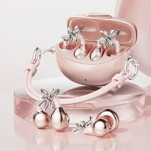 CHENRUIDA M106 Women's Headphones with Dynamic Stereo Earbuds ENC Call Noise Reduction IPX7 Waterproof 360° Panoramic Sound Ear Clip Earphones Comfortable Fit pink head phones