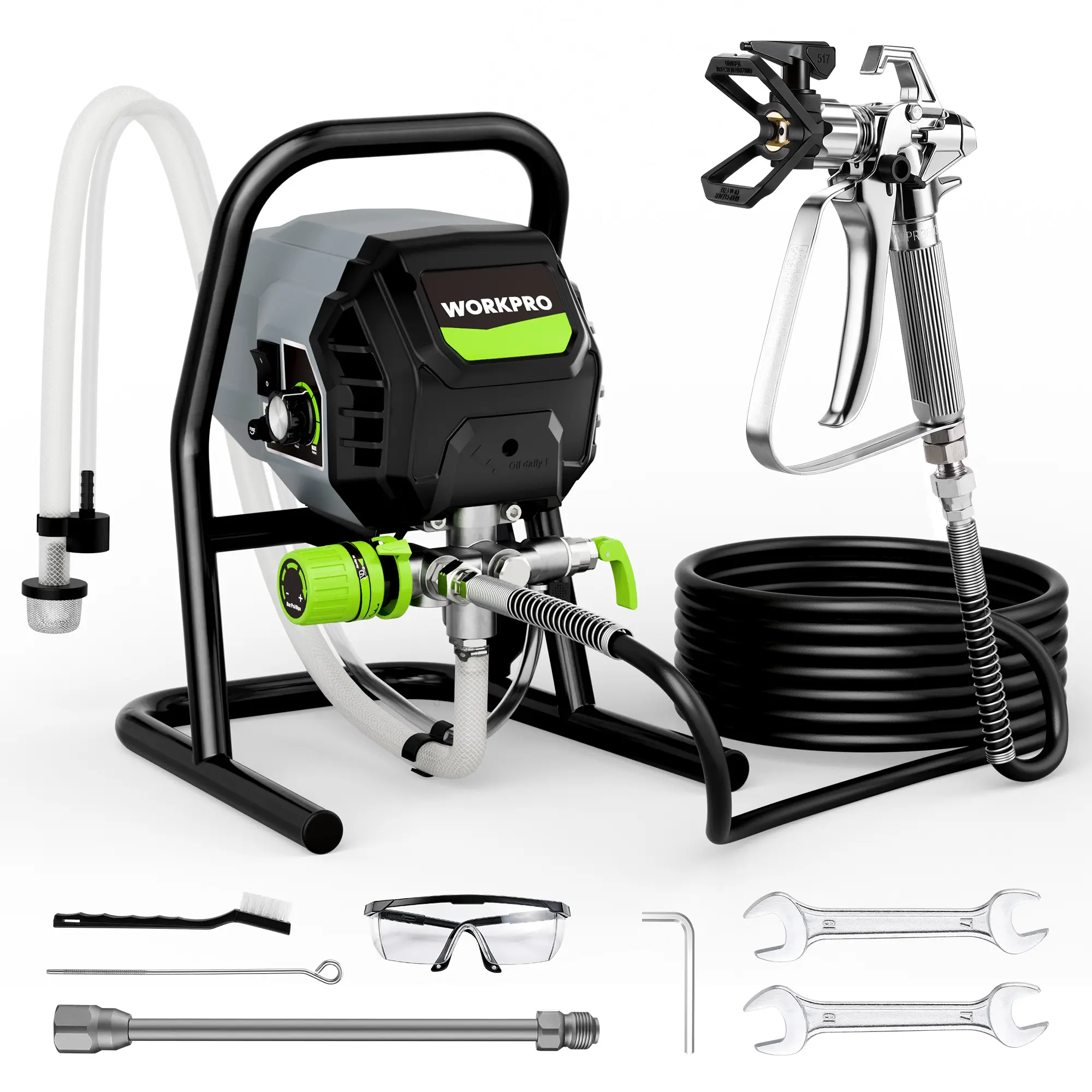 #backtoschool WORKPRO 700W Airless Paint Sprayer, 2900PSI High Efficiency Thinning-Free Electric Paint Sprayer with Extension Rod, Paint Sprayer for Home Interior, Exterior, Furniture, Fence & Ceilings