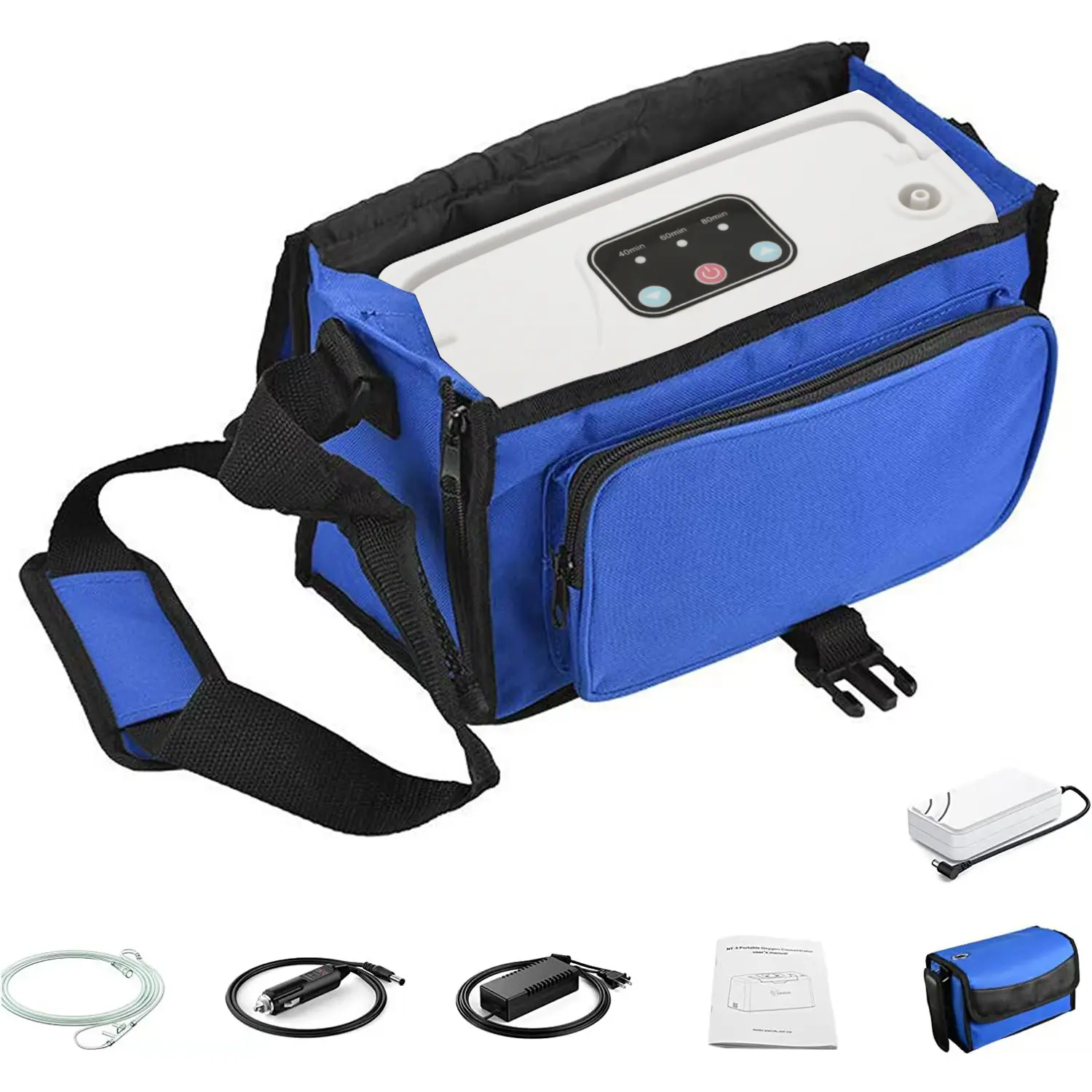 Portable Oxygen Generator 3L 32% Pulse Flow,Portable Oxygen Concentrator with 2500mah battery, Blue Bag ,Small Oxygen Machine for Home /Car/Travel Use