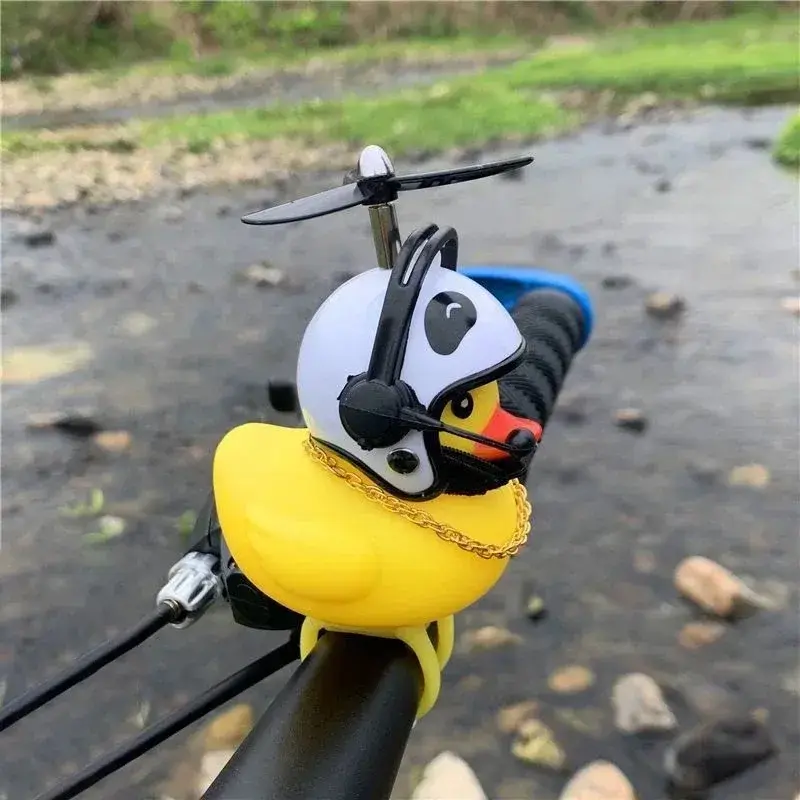 Car Motorcycle Bike Handlebar Duck Ornament,Small Yellow Rubber Duck Helmet Bicycle Ornament for Bike Car Dashboard