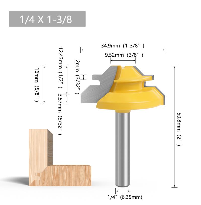 45° Lock Miter Router Bit for Woodworking Milling Grooving Cutter Tenon Joint Tool for Router Tables DIY Furniture Cabinet Making Engraving Machine Tool Accessories Hardware – Perfect for Corner Joints, Wood Joinery, Carpentry & Woodworking Projects