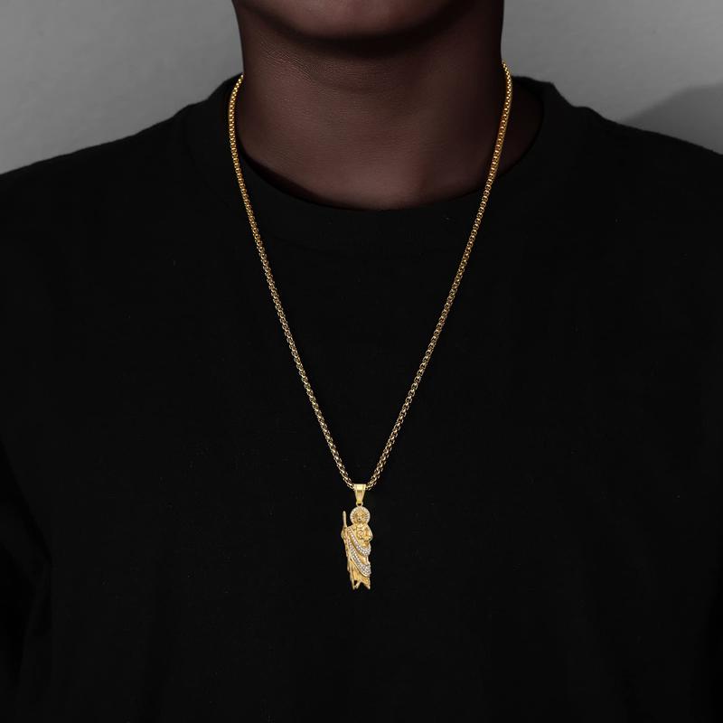 Jesus Christ Judas Large Pendant Necklace for Teens Womens Mens with 24 Inch Stainless Steel Chain