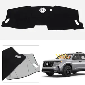 Canvcle 2023-2026 Honda Pilot Dashboard Cover Custom Fit for LX Sport EX-L TrailSport Touring Elite Models Without HUD Non-Slip Polyester Dash Mat UV Protection Anti-Glare Sunshade Black Interior Accessories