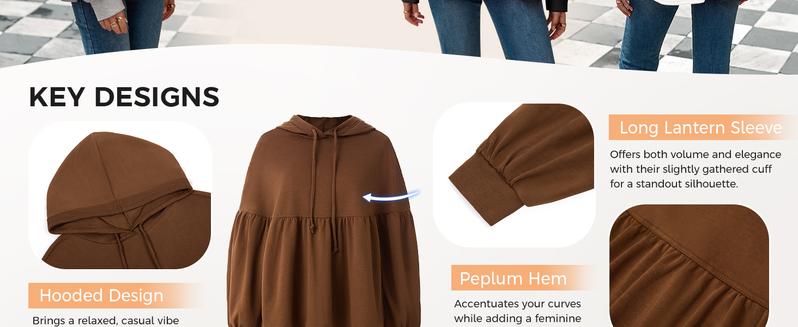 Fisoew Womens Oversized Hoodies Sweatshirts Casual Lantern Long Sleeve Drawstring Peplum Hem Loose Hooded Pullover Tops Chic FallFreshness #TikTokShopHolidayHaul #Springtok #TikTokShopJumpstartSale Piece bistro hoodie ditch masked hoodie graphic hoodies