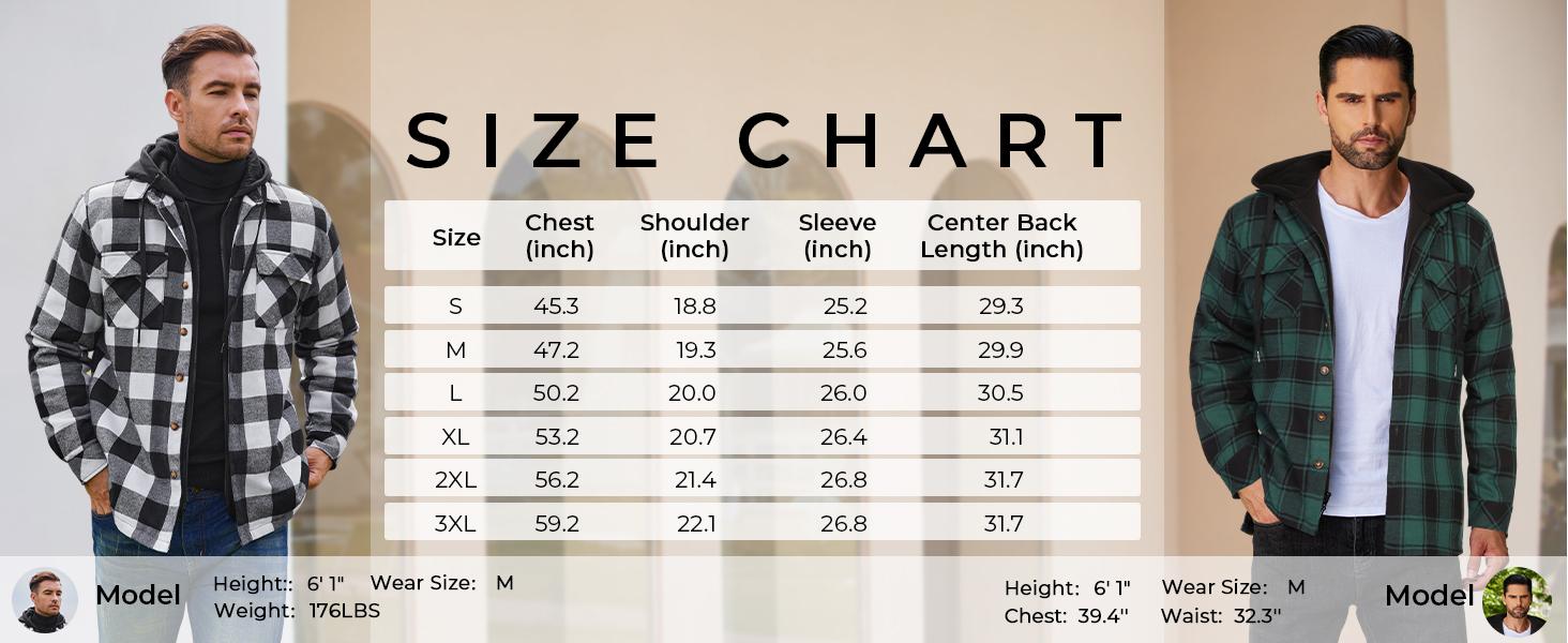 COOFANDY Men's Quilted Lined Flannel Shirt Jacket with Hood Long Sleeve Plaid Shirt Jacket