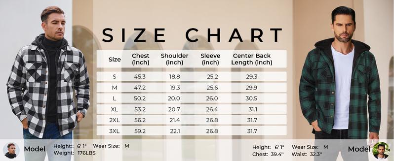 COOFANDY Men's Quilted Lined Flannel Shirt Jacket with Hood Long Sleeve Plaid Shirt Jacket