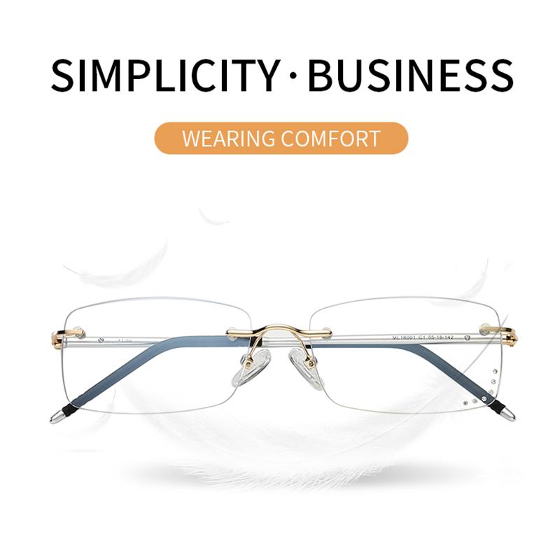 Rimless Reading Glasses - HD Anti-Blue Light Photochromic Lenses, Frameless Readers for Men & Women, Lightweight, Transition Clear to Dark in Sunlight