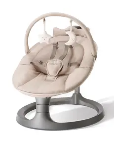 Momcozy 2-in-1 Electric Baby Swing, Dual-Arm Support System & Parent-Inspired Motions, Convertible to Toddler Seat up to 66 lbs, Adjustable Height, Lightweight, Khaki