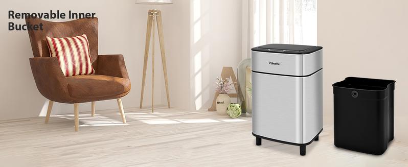 Pukomc Smart Sensor Bin - 2.7Gal Rectangular Space-Saving Bin for Kitchen/Bathroom/Office, Easy Clean, Hands-Free Motion Induction Touchless Trash Can Storage Organizing