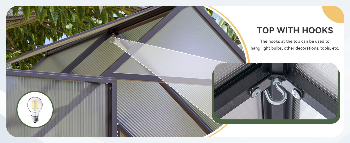 Aoxun 4x6 FT Outdoor Greenhouse, Polycarbonate Greenhouse with Aluminum Frame, Walk-in Green House with Roof Vent, Ground Nails, Lockable Door for Garden Backyard, Patio, Lawn,Quick-Installation Aoxun 4x6 FT Outdoor Greenhouse, Polycarbonate Greenhouse with Aluminum Frame, Walk-in Green House with Roof Vent, Ground Nails, Lockable Door for Garden Backyard, Patio, Lawn,Quick-Installation
