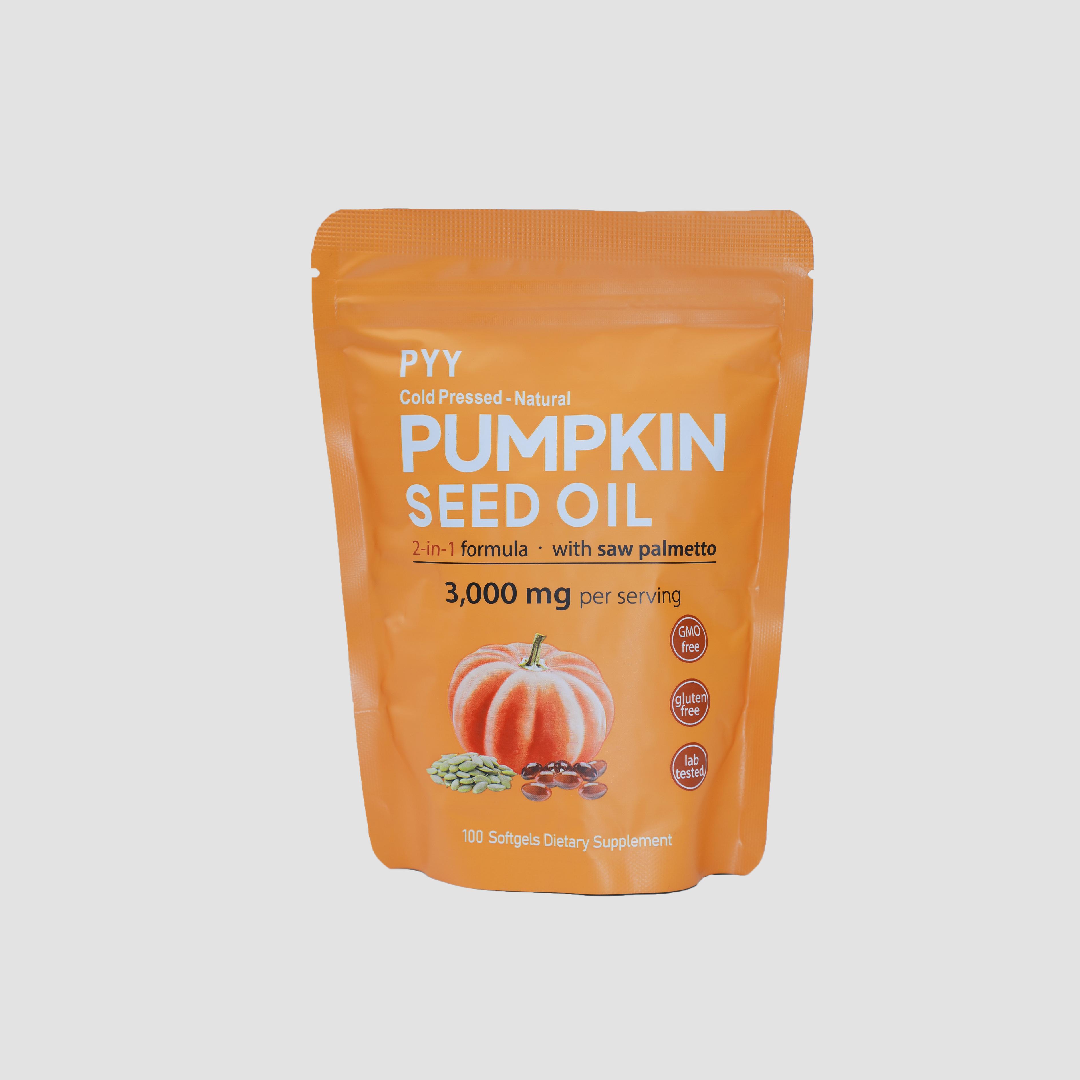 PYY Natural Pumpkin Seed Oil & Saw Palmetto Softgels 3000mg High Content Plant Esters 300 Capsules Supplement for Hair and Prostate Support Cold Pressed Non-GMO Healthcare Formula