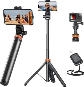 61" Phone Tripod for iPhone/Android & Selfie Stick with Remote, Upgraded Stand, Compatible with iPhone 16/15/14/13, Travel-Friendly & Stable