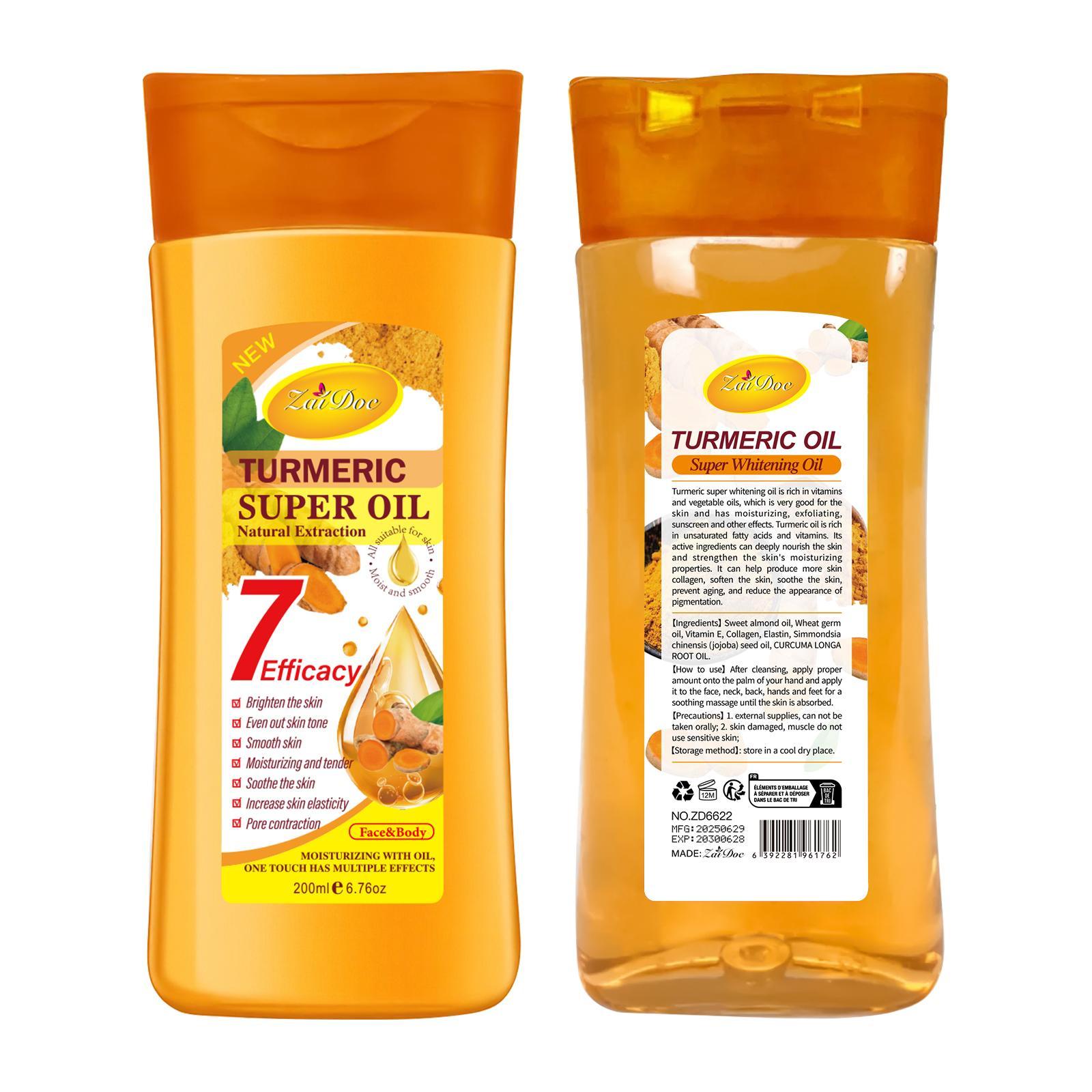 Turmeric Gel Oil 7 Efficacy Natural Extraction for Radiant Skin Moisturizing Hydrating 200ml Face Body Care Multi Benefit Moisturizer Firming Deep Hydration