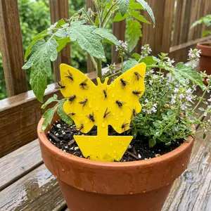 Garsum Fruit Fly Trap Yellow Sticky Insect Traps Indoor/Outdoor Use, Plant Insect Trap Targets Whiteflies, Mosquitoes, Fungus Gnat, Flying Insects - Butterfly Design / 18-Piece Pack
