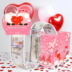 Love Money Box for Cash Gift, Money Roll Gift Box for Love Pull Out Kit with Cards as Money Bouquet, Surprise Money Pull Box Explosion for Birthday, Anniversary, Baby Shower,Wedding Shower for All Age