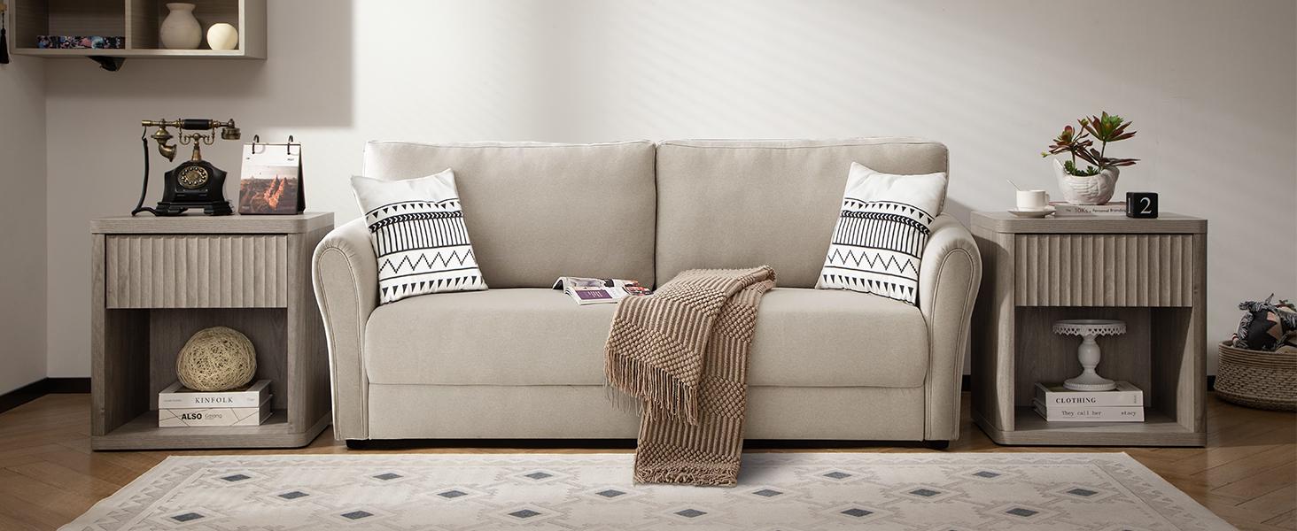 SICOTAS Night Stand with Drawer Storage Bed Side Table End Table 22.7"x 15.4" x 24.1" Large Modern Wide Bedside Stand Mid Century Night Stands for Bedroom Living Room Sofa Couch Office Minimal