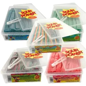 Sour Power Sour Strips 5 Flavors - Quattro(Rainbow) - Blueberry - Watermelon - Strawberry - Green Apple - 2.5lbs Each Tub - 144 Sour Strips Per Tub - Pick your Flavor