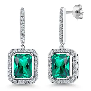 Gem Stone King 4-6 Cttw Drop Dangle Earrings for Women | Gemstone Birthstone Earrings | 925 Sterling Silver | Emerald Cut 9X7MM | Fine Jewelry Gifts for Her Mom Women Wife