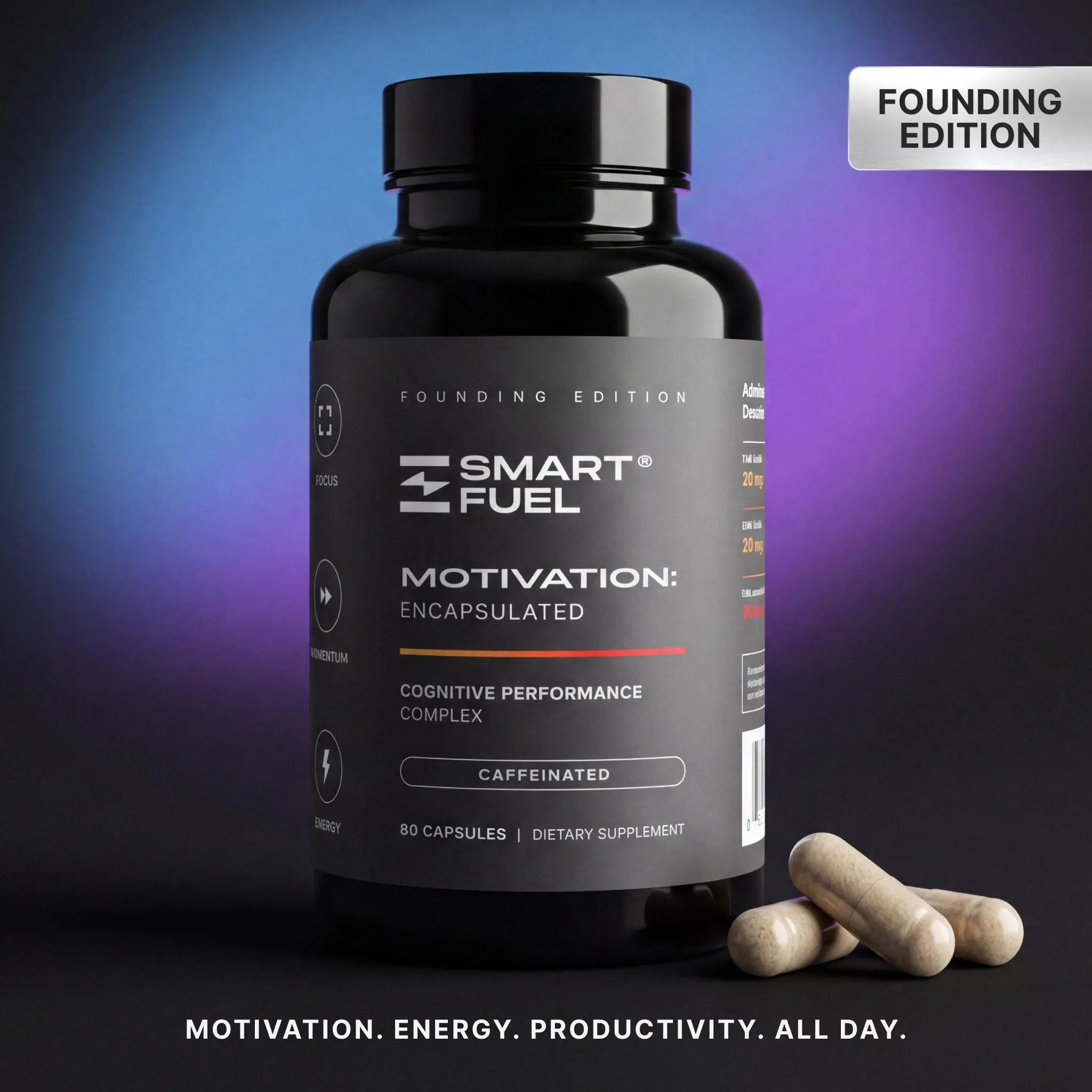 Motivation: Encapsulated - Nootropic for Dopamine, Focus, Energy, Drive - Cognitive Support for High Performers with L-Tyrosine, Citicoline & Rhodiola Rosea - 20 servings