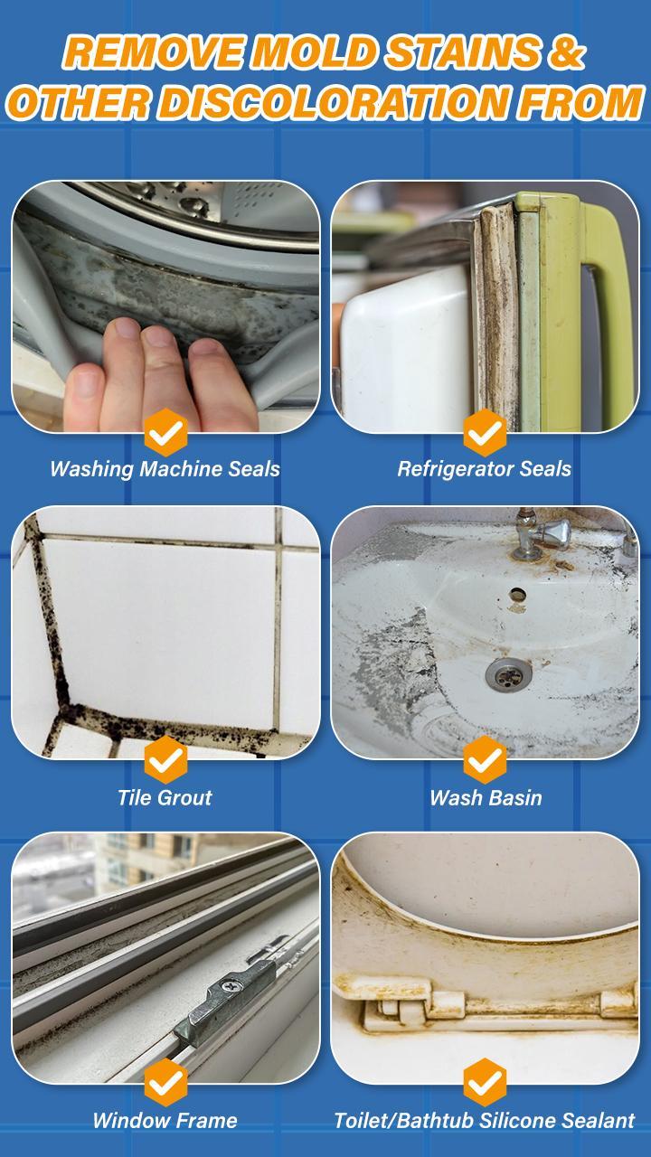 Mold Remover Gel with Scrub Brush – Heavy Duty Mildew Stain Cleaner for Washer Gasket, Shower Caulk, Tile Grout & Bathroom – 7 Fl Oz Mold Remover Gel with Scrub Brush – Heavy Duty Mildew Stain Cleaner for Washer Gasket, Shower Caulk, Tile Grout & Bathroom – 7 Fl Oz