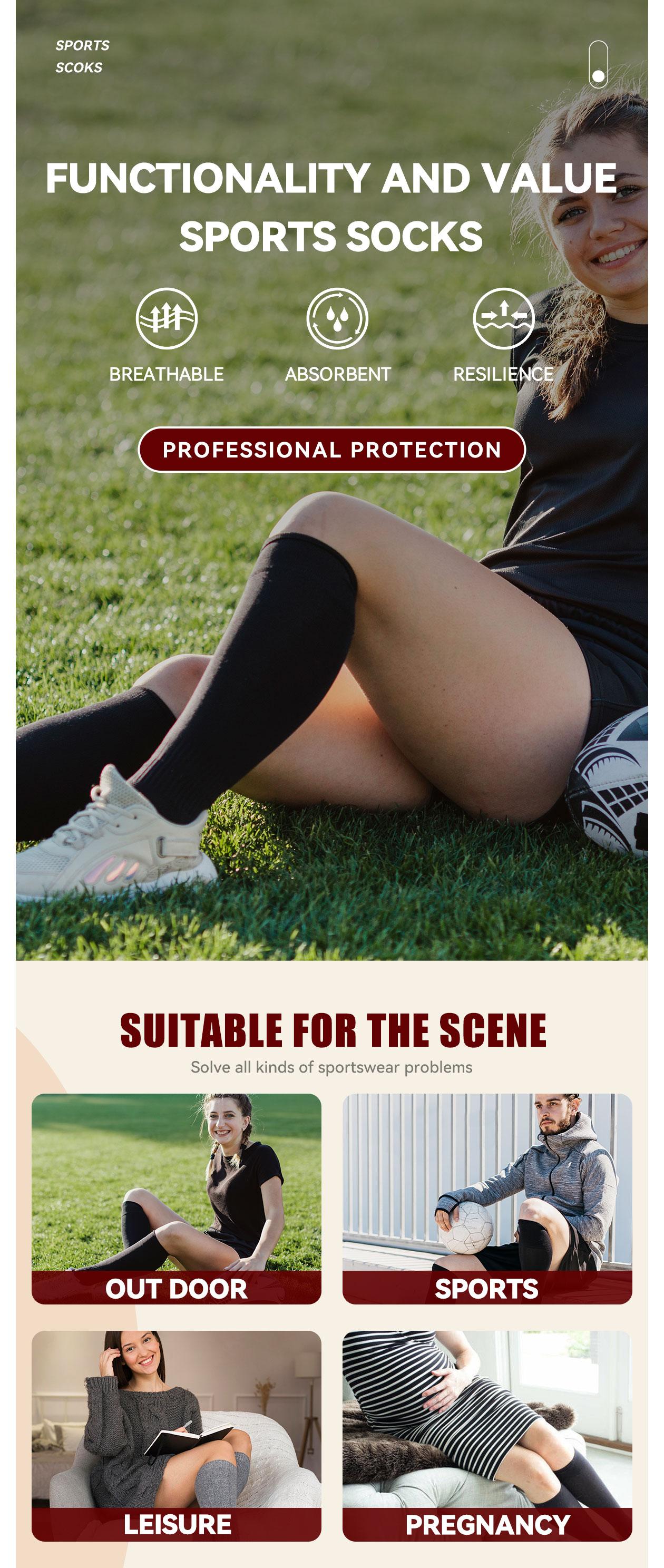 SHOWITTY 2 Pairs Plus Size Breathable Casual Sports Socks for Women & Men - Knee High Stockings for Party Daily & Travel Wear