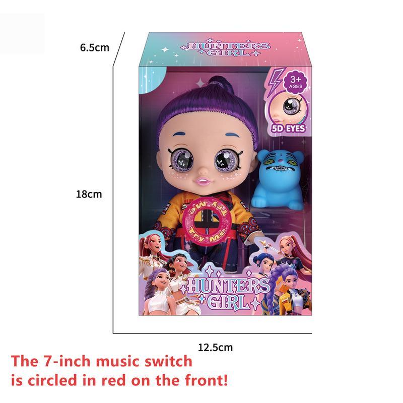 [Play Theme Song] K-pop Anime Action Figure Singing Dolls Set | 5D Eyes 7/10 Inch 5 Joints Movable Anime | Anime Inspired Dolls | Desk Display | Gift for Fans & Kids