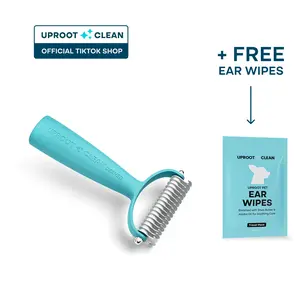Uproot Clean Deshedder for Dogs Cats & Bunnies - Grooming Tool with 9 & 17 Blades for Medium & Long Hair - Gentle Deshedding Brush for Comfortable Pet Care