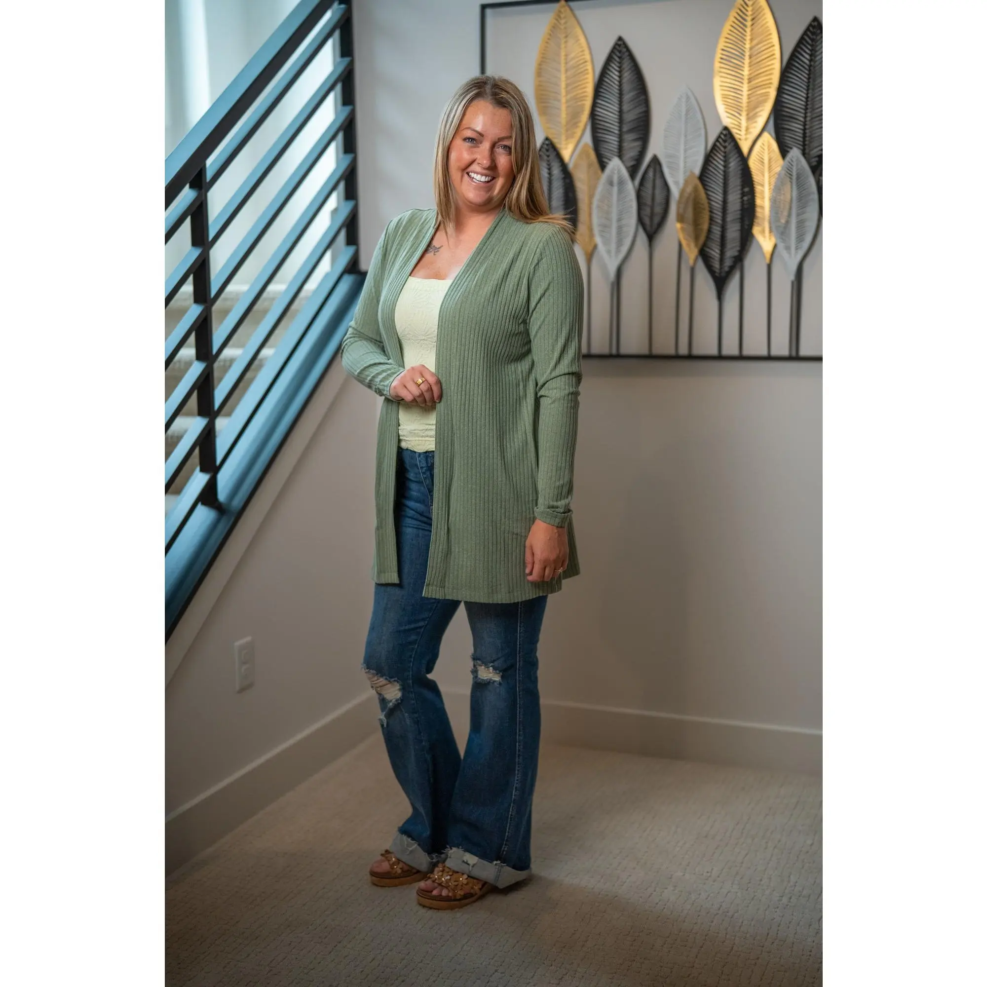 mono b Soft Ribbed Longline Cardigan