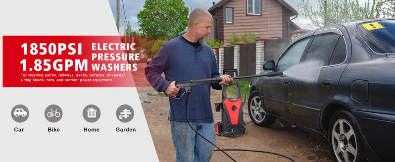 PowerSmart Electric Pressure Washer, Max 2800PSI, 1.8 GPM, Lightweight Portable Pressure Washer with 35FT Power Cord, 20FT Hose, Foam Cannon, Spray Gun for Cleaning Cars, Fences, Decks, and Patios (PS2020)