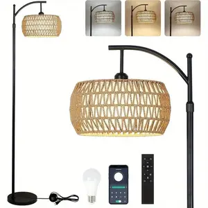 Farmhouse LED Floor Lamp, App & Remote Control Smart Standing Light Modern Lighting for Living Room, Bedroom, Home Office