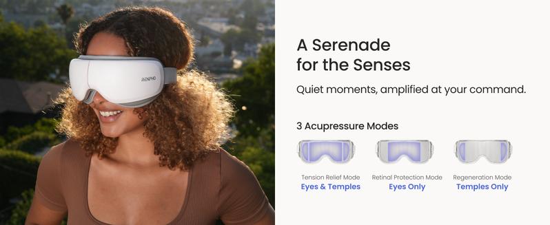 Renpho Eyeris Zen Ultra-Quiet Eye Massager with Heat, Valentines Day Gift Choice for Man Women Lightweight Heated Eye Mask for Migraines Face Massager for Dry Eyes Relief Birthday Gifts